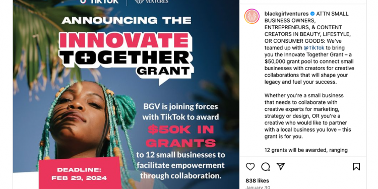 BGV, TikTok Innovate Together Grant Program