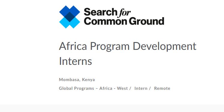 Search for Common Ground Africa Program Development Internship