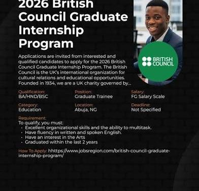 British Council Internship Program For Nigerians